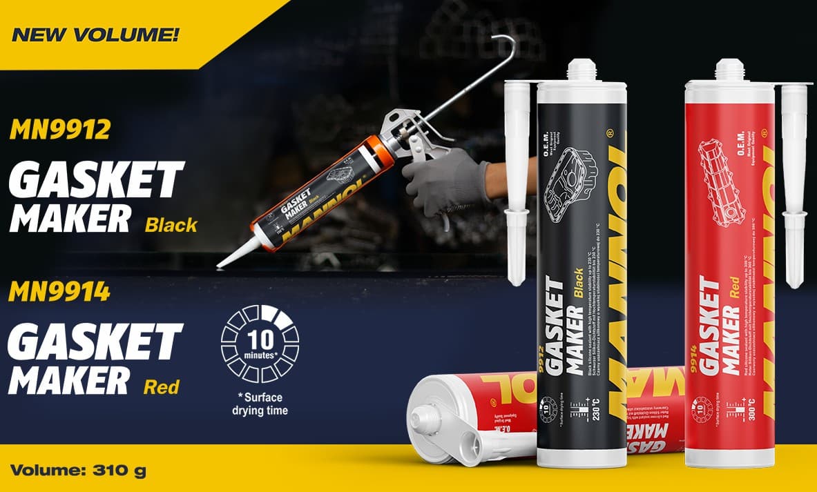 MANNOL Gasket Maker Black and Red Now Available in 310g Cartridge – More Content for Professionals