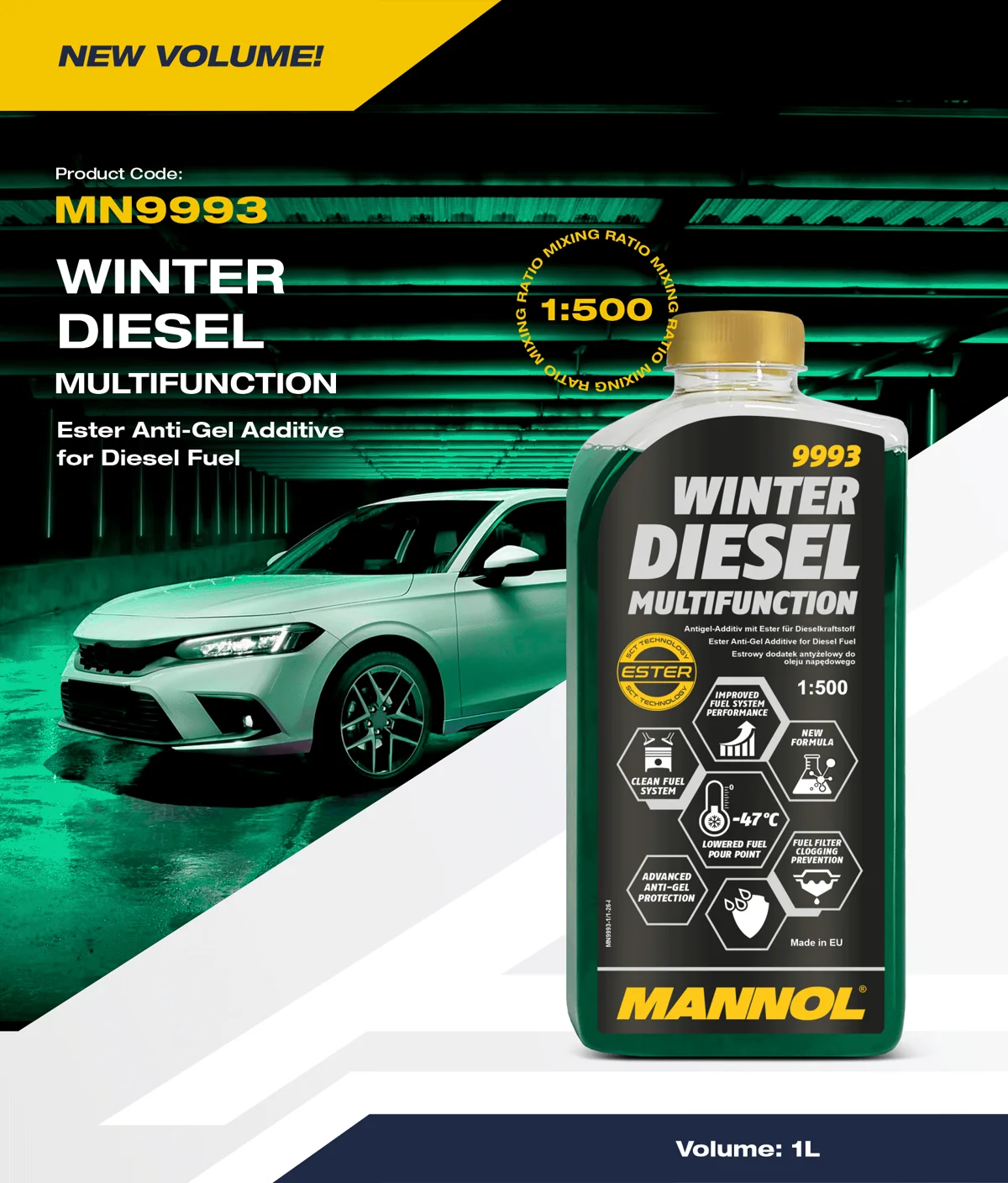 MANNOL Winter Diesel Multifunction 9993 ester anti-gel additive in the new 1L pack