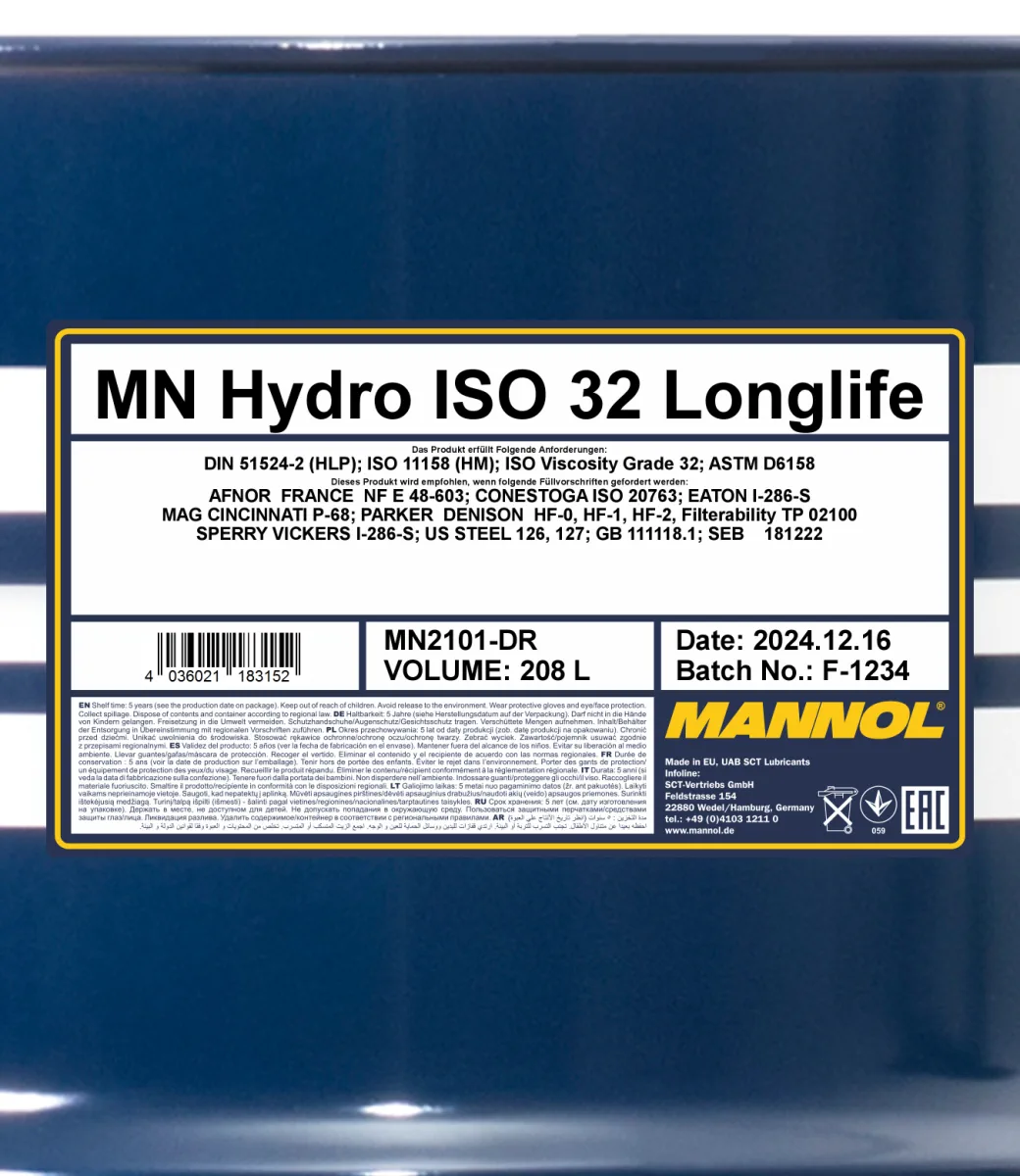 MANNOL Hydro ISO 32 2101 208L product image 2