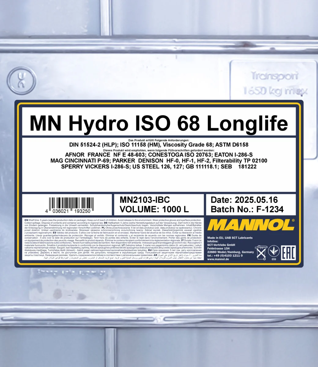 MANNOL Hydro ISO 68 2103 1000L product image 2