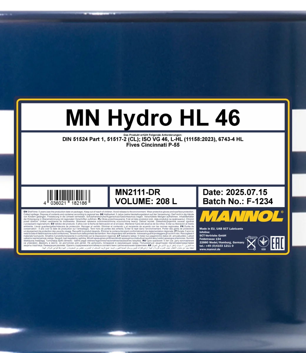 MANNOL Hydro HL ISO 46 2111 208L product image 2