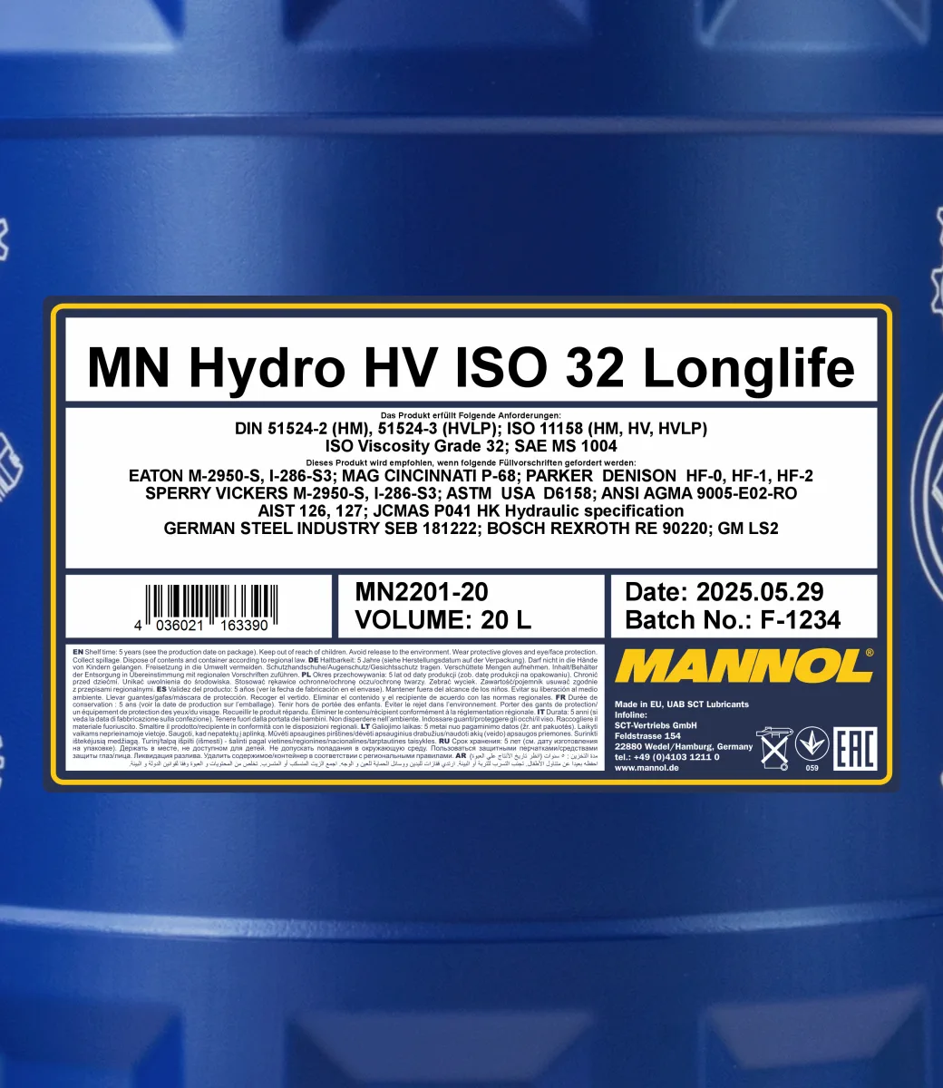 MANNOL Hydro HV ISO 32 Longlife 2201 20L product image 2