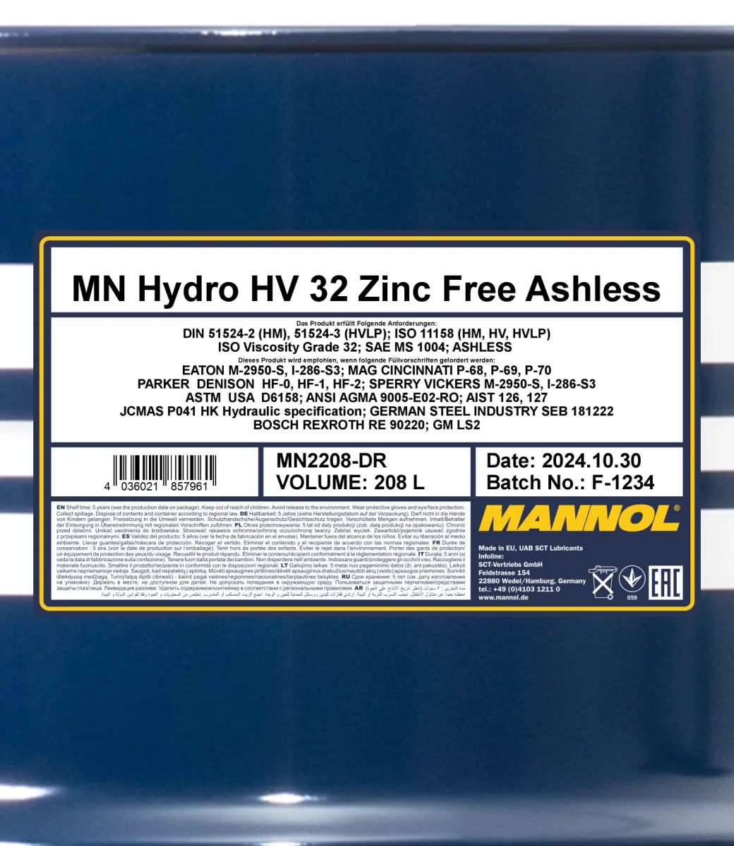 MANNOL Hydro HV ISO 32 Zinc Free 2208 صورة المنتج 2