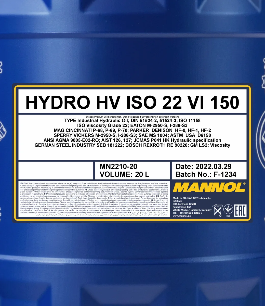MANNOL Hydro HV ISO 22 VI 150 2210 20 L product image 2