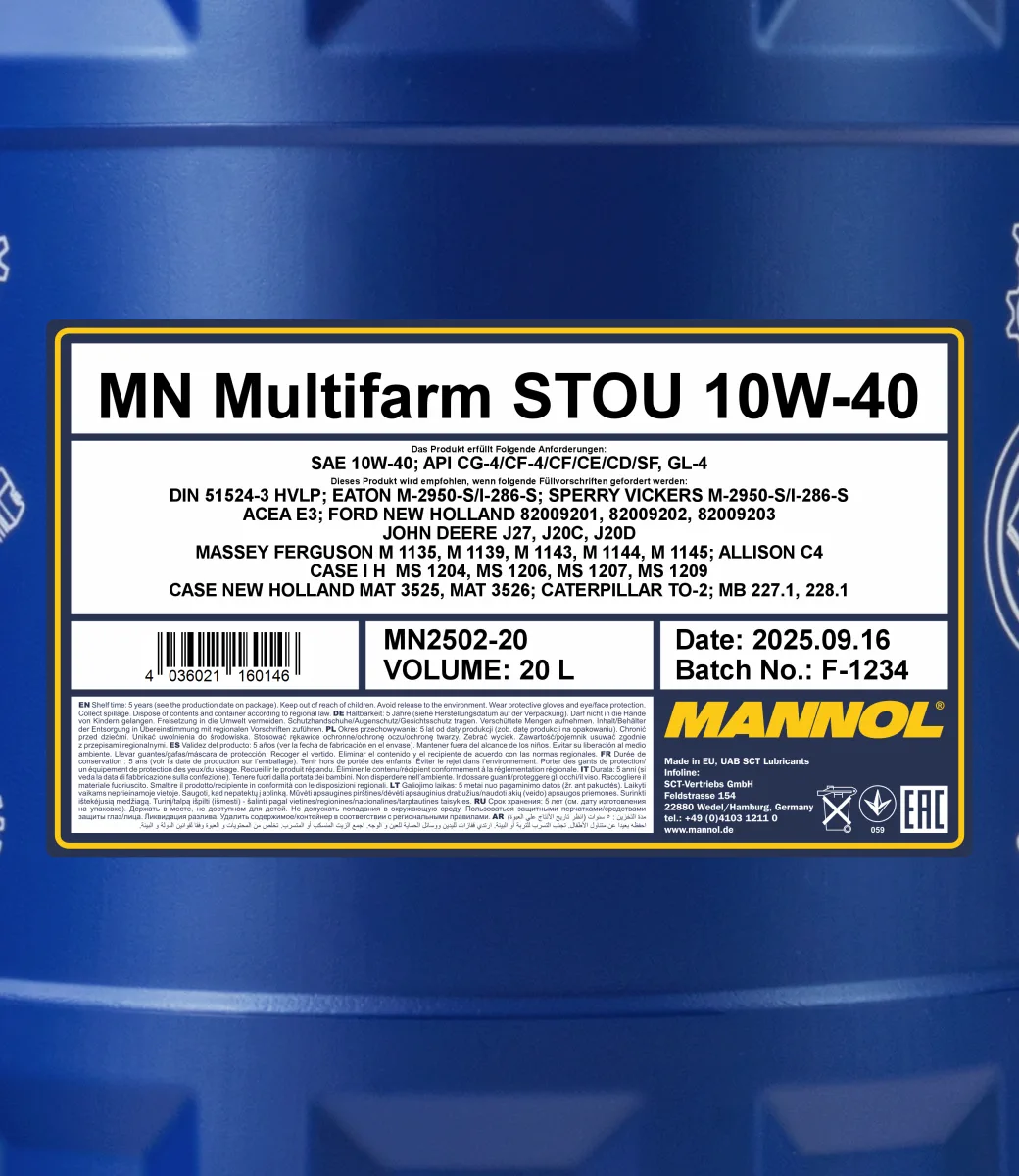 MANNOL Multifarm STOU 10W-40 2502 20L product image 2