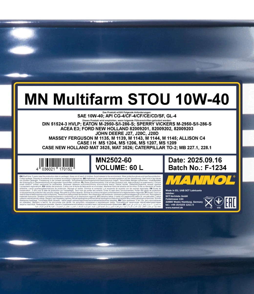 MANNOL Multifarm STOU 10W-40 2502 60L product image 2