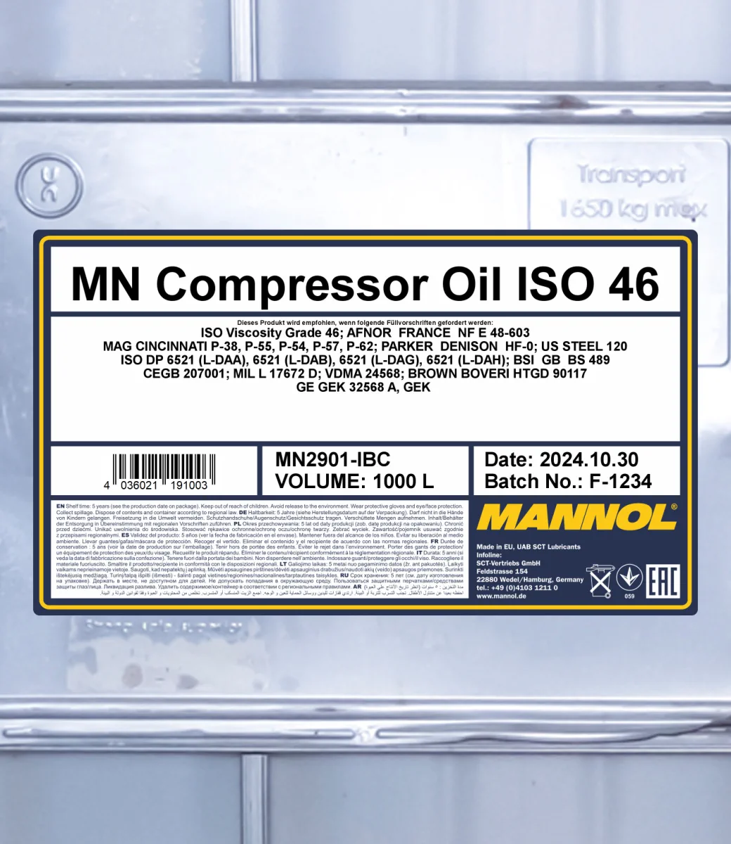 MANNOL Compressor Oil ISO 46 2901 1000L product image 2