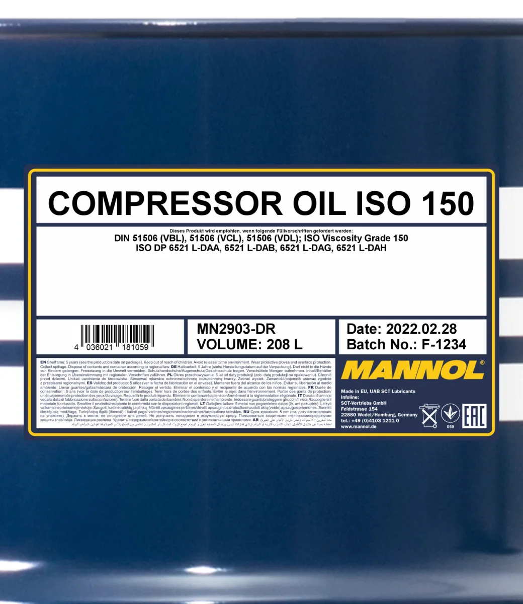 MANNOL Compressor Oil ISO 150 2903 208L product image 2