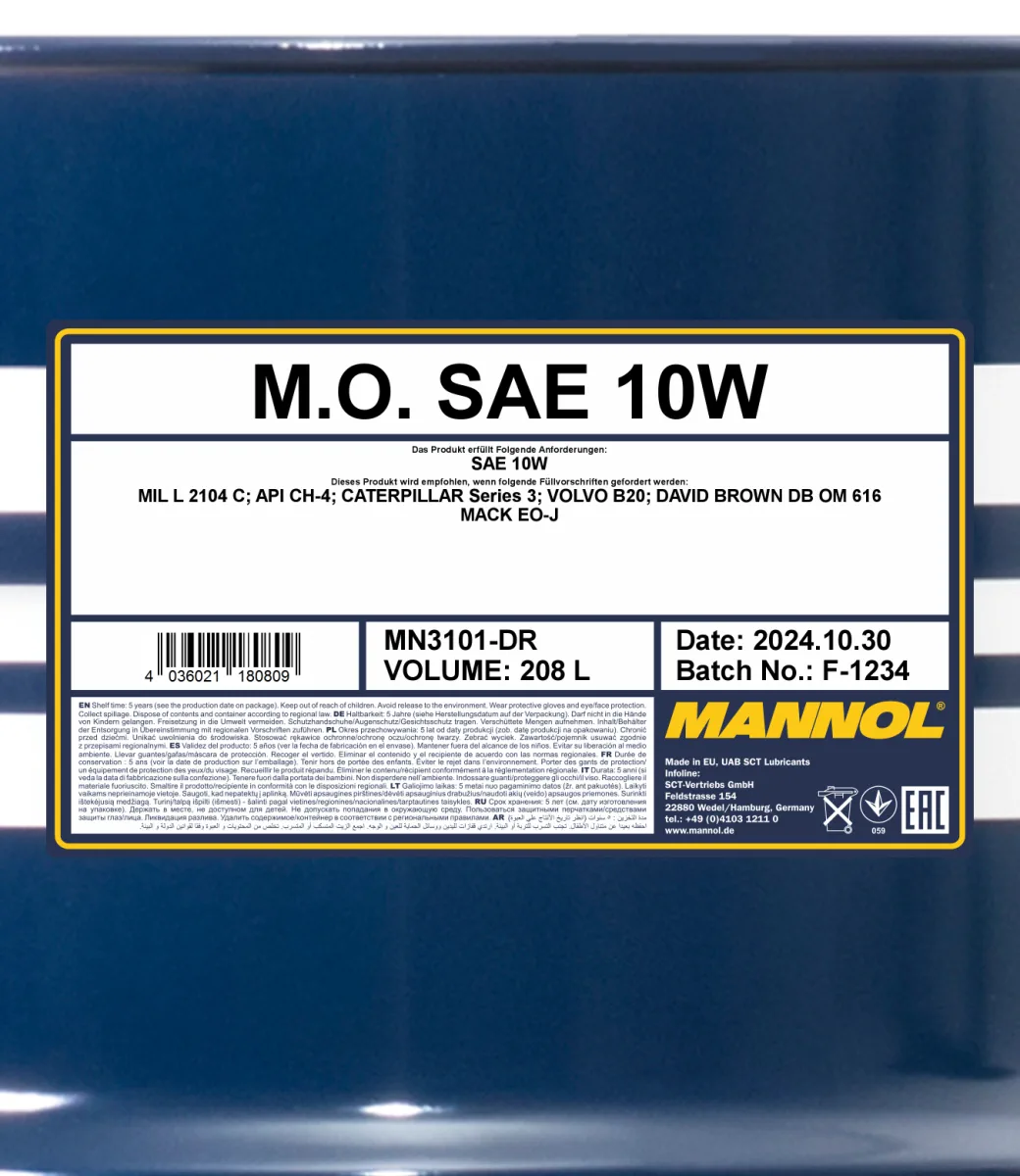 MANNOL M.O. SAE 10W 3101 208L product image 2