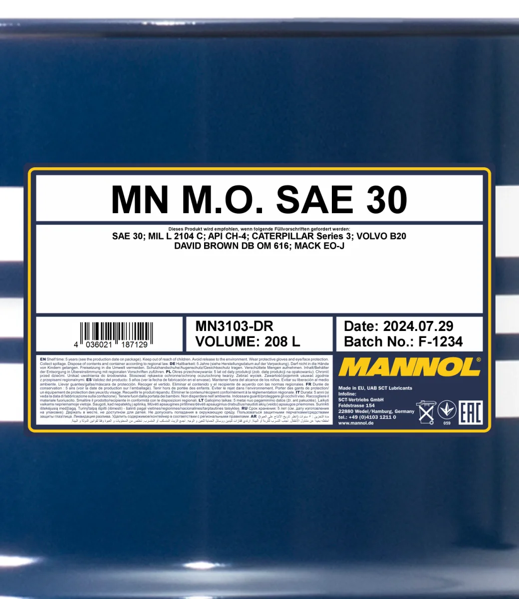 MANNOL M.O. SAE 30 3103 208L product image 2