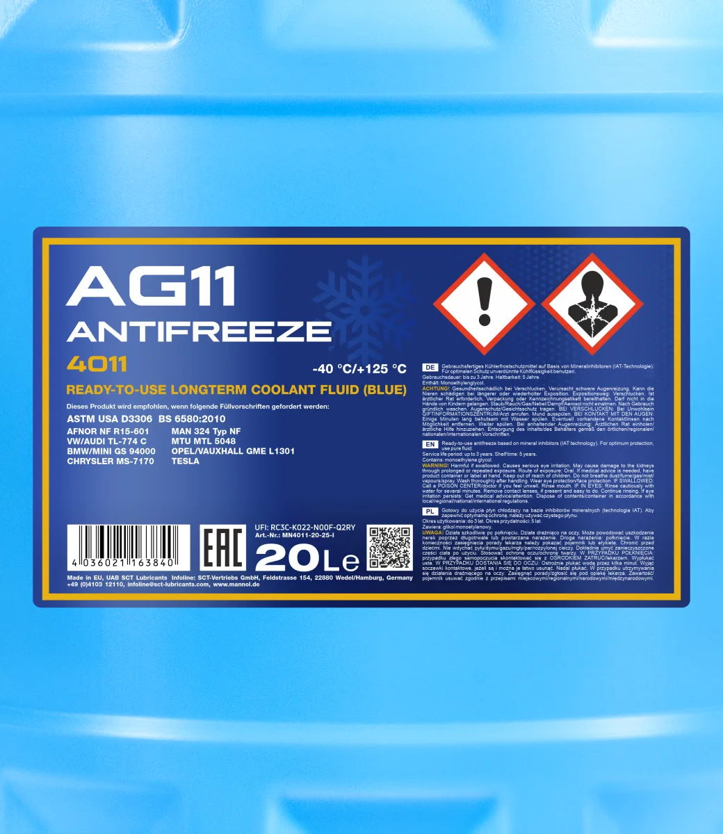 MANNOL Antifreeze AG11 (-40 C) Longterm 4011 صورة المنتج 2