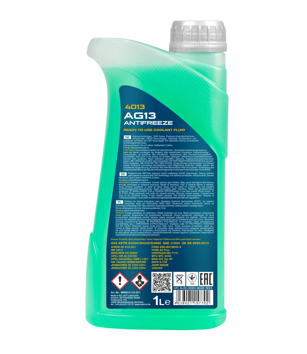 MANNOL Antifreeze AG13 (-40 C) Hightec 4013 مصنوعات تصویر 2