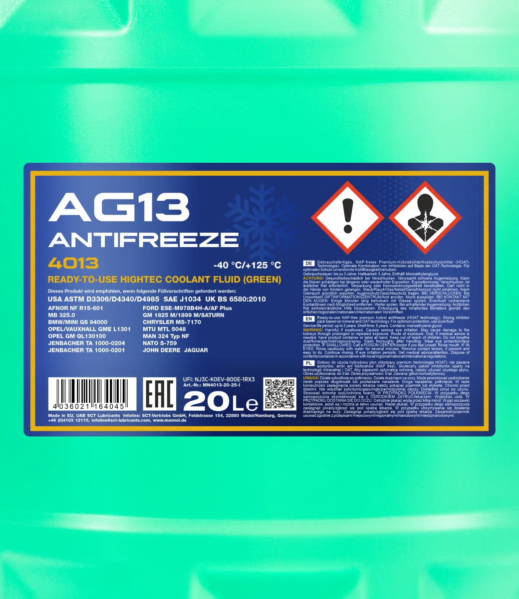 MANNOL Antifreeze AG13 (-40 C) Hightec 4013 20L product image 2