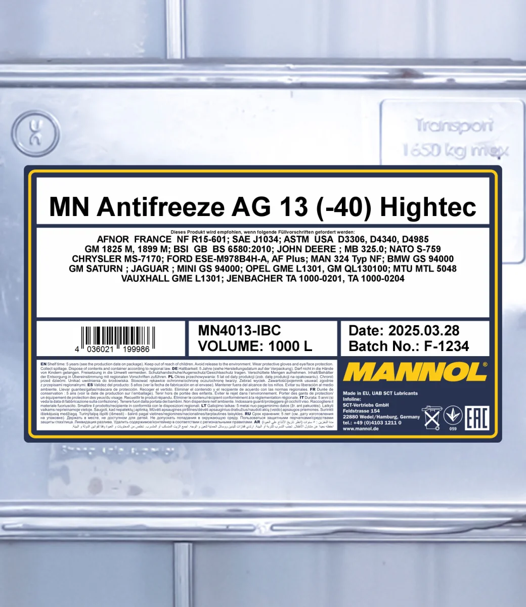 MANNOL Antifreeze AG13 (-40 C) Hightec 4013 صورة المنتج 2