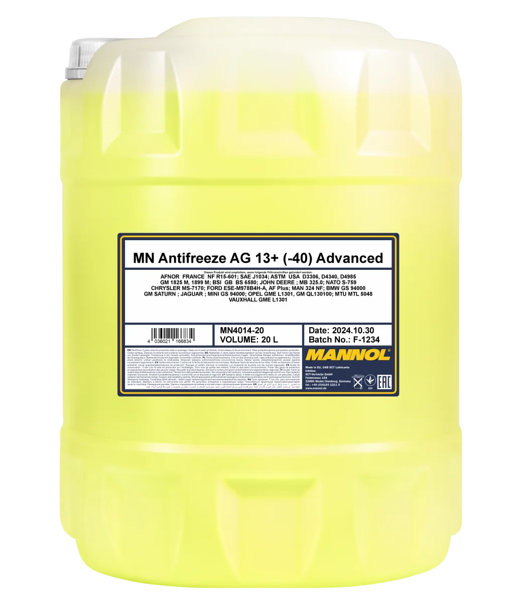 MANNOL Antifreeze AG13+ (-40 C) Advanced 4014 مصنوعات تصویر