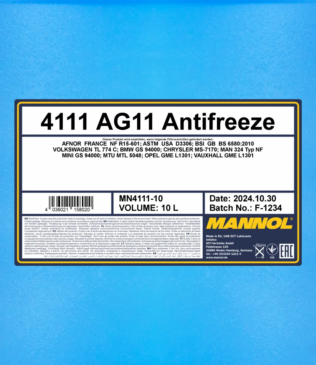 MANNOL Antifreeze AG11 Longterm 4111 صورة المنتج 2