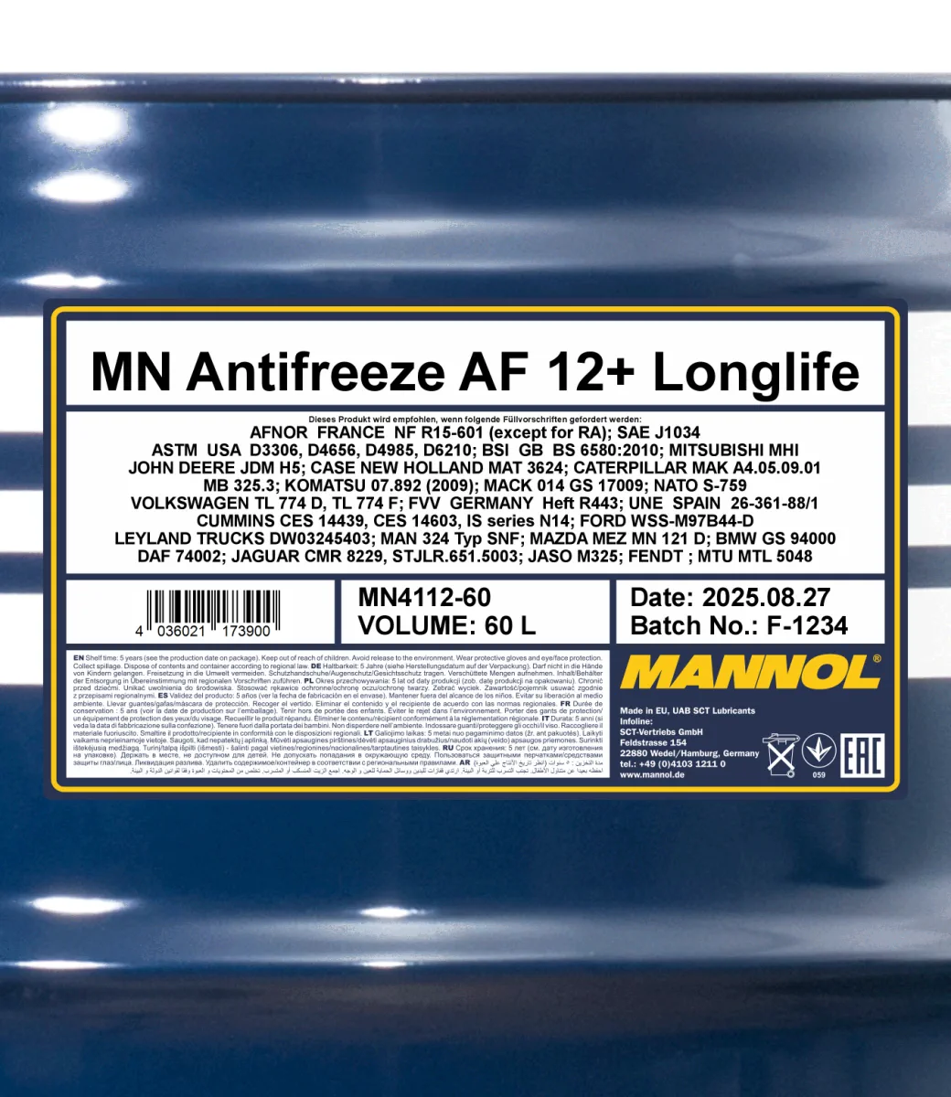 MANNOL Antifreeze AF12+ Longlife 4112 60L product image 2