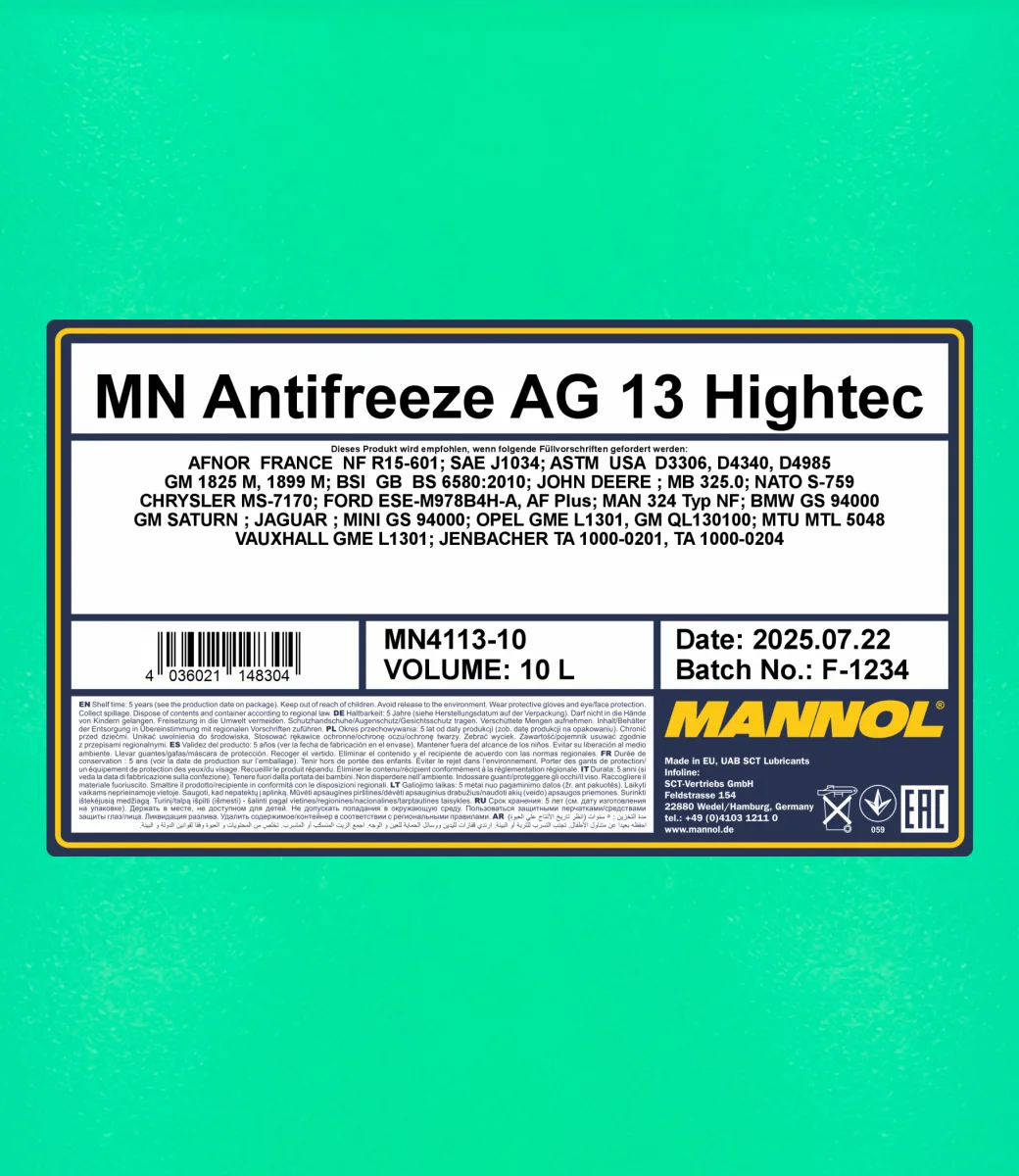 MANNOL Antifreeze AG13 Hightec 4113 صورة المنتج 2