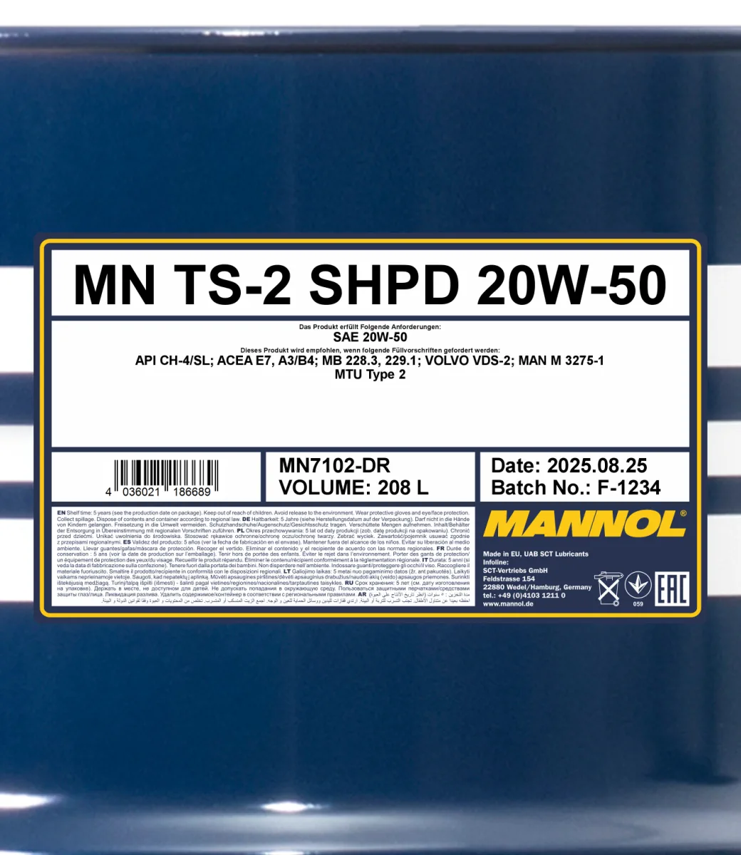 MANNOL TS-2 SHPD 20W-50 7102 صورة المنتج 2