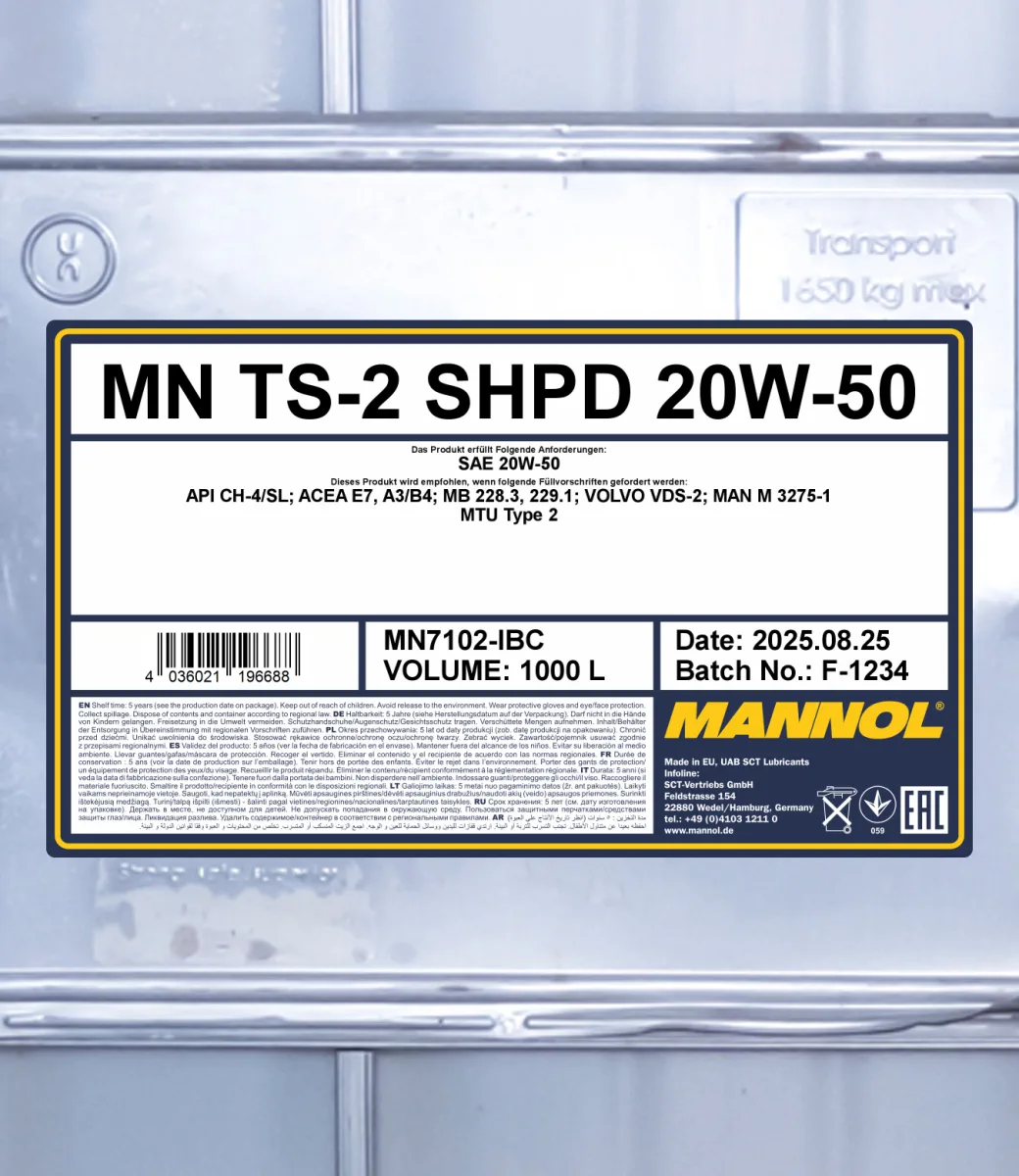 MANNOL TS-2 SHPD 20W-50 7102 1000L product image 2