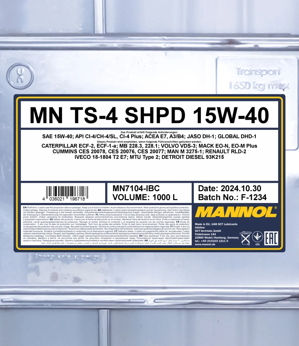 MANNOL TS-4 SHPD 15W-40 7104 صورة المنتج 2