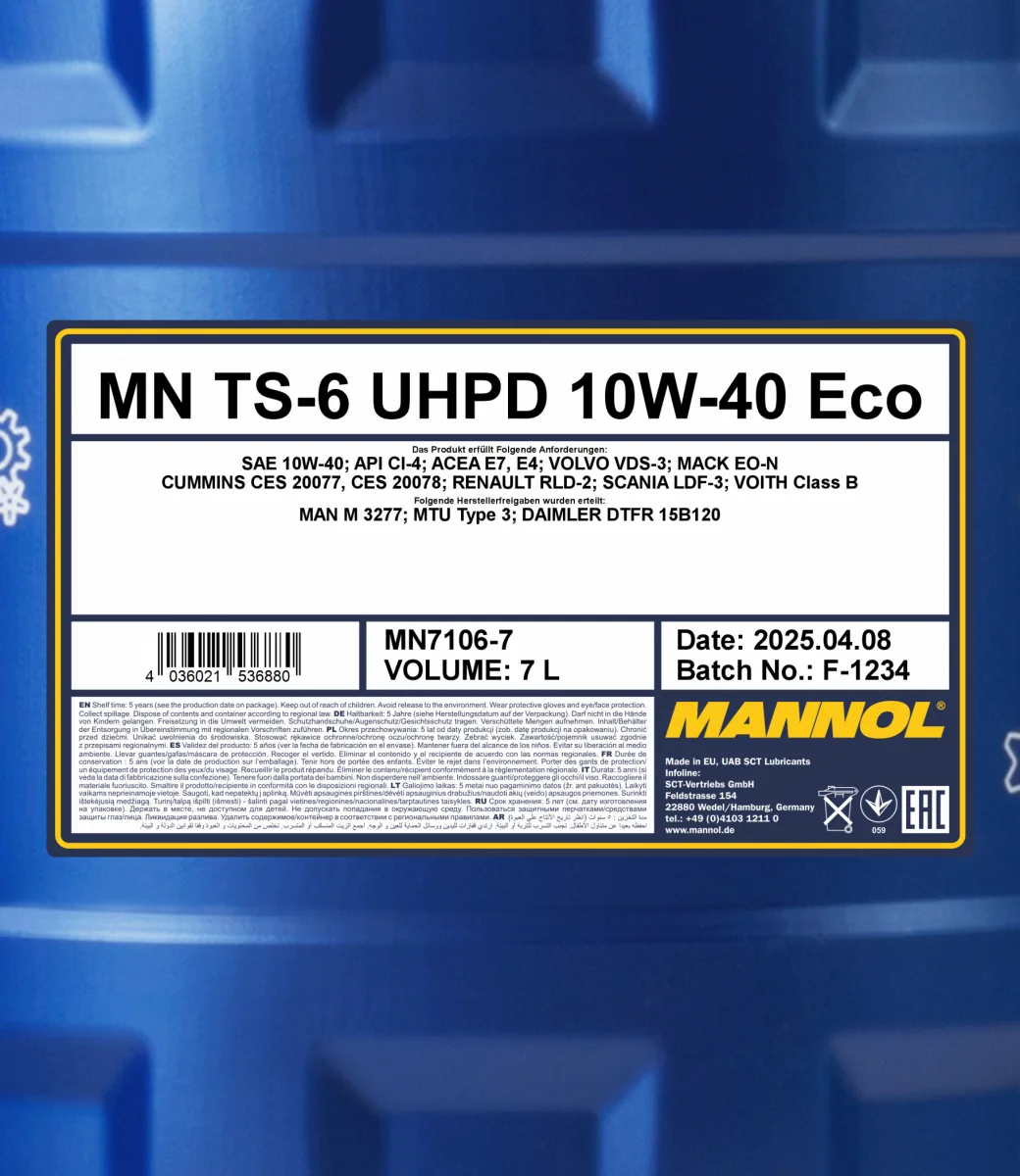 MANNOL TS-6 UHPD 10W-40 Eco 7106 صورة المنتج 2