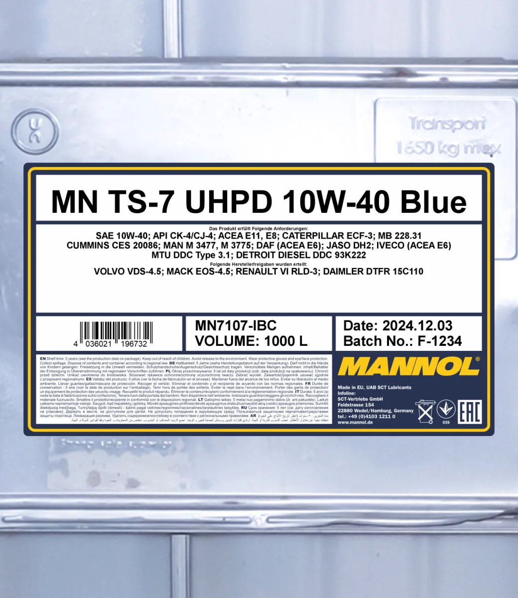 MANNOL TS-7 UHPD 10W-40 Blue 7107 صورة المنتج 2
