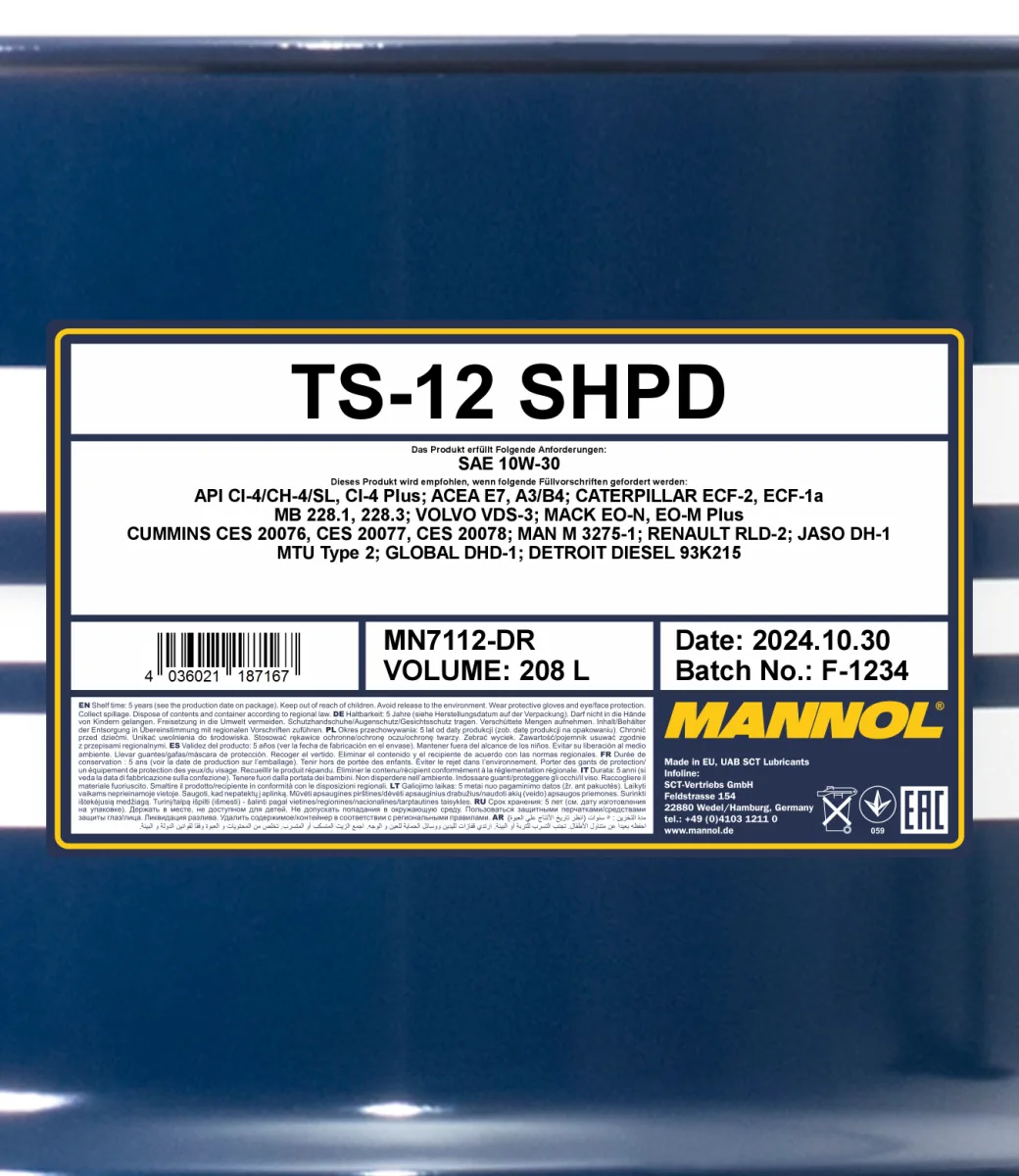 MANNOL TS-12 SHPD 10W-30 7112 208L product image 2