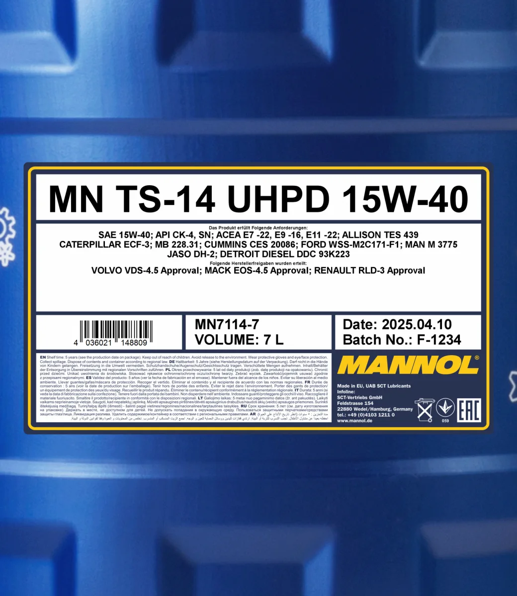 MANNOL TS-14 UHPD 15W-40 7114 مصنوعات تصویر 2