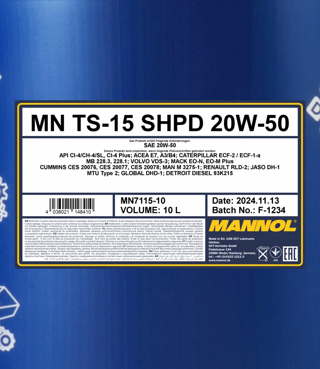 MANNOL TS-15 SHPD 20W-50 7115 10L product image 2