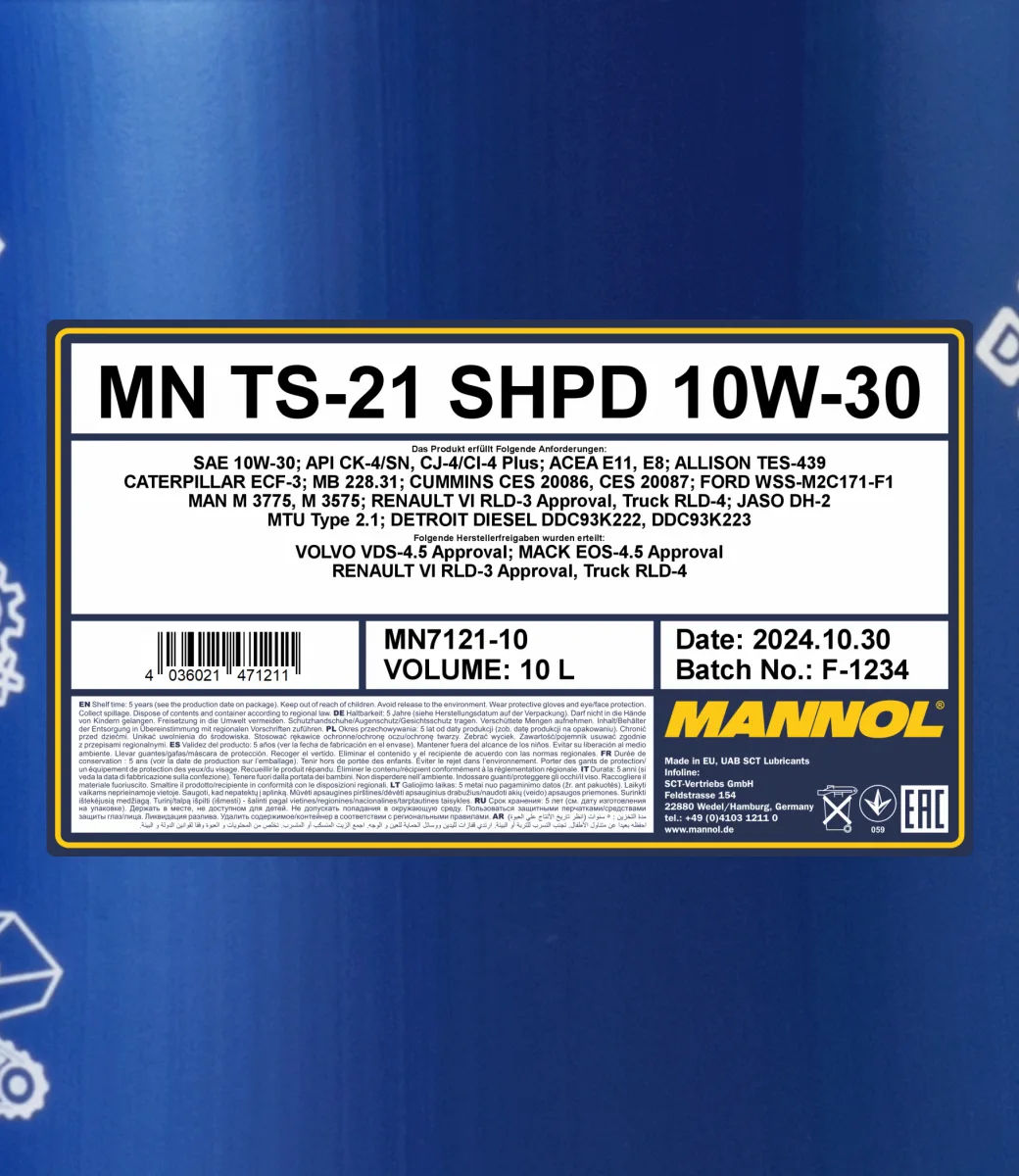 MANNOL TS-21 SHPD 10W-30 7121 مصنوعات تصویر 2