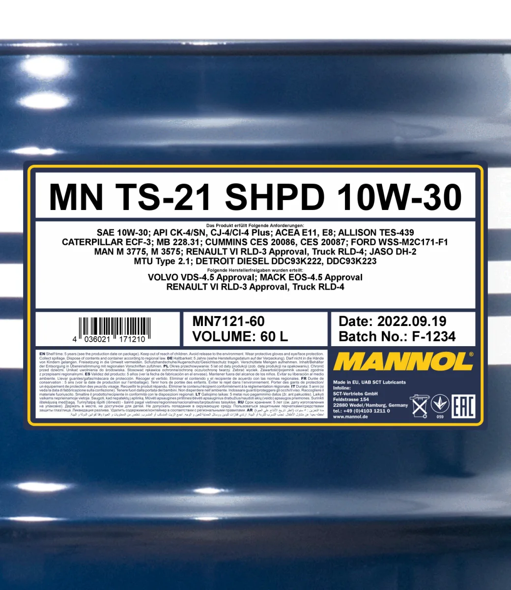 MANNOL TS-21 SHPD 10W-30 7121 مصنوعات تصویر 2