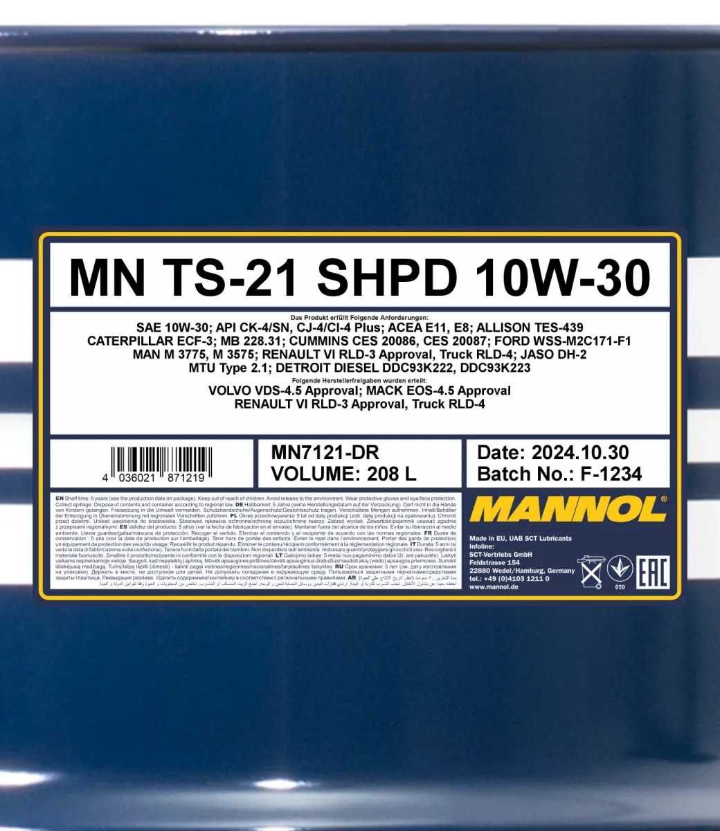 MANNOL TS-21 SHPD 10W-30 7121 مصنوعات تصویر 2