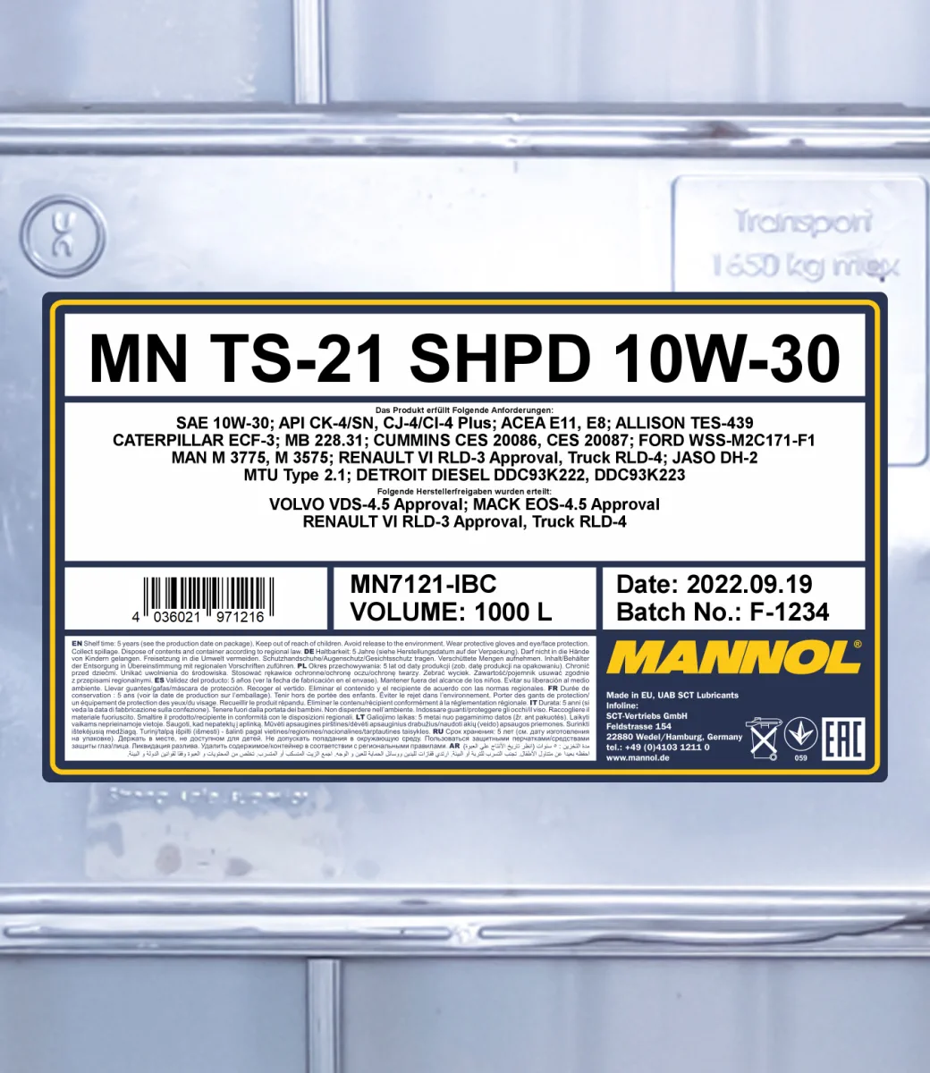 MANNOL TS-21 SHPD 10W-30 7121 1000L product image 2