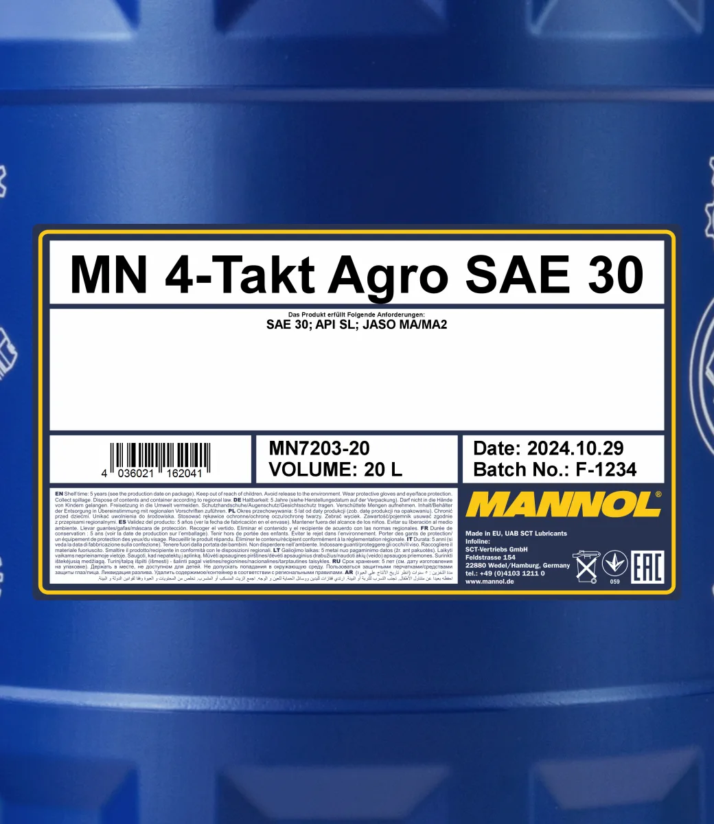MANNOL 4-Takt Agro SAE 30 7203 مصنوعات تصویر 2