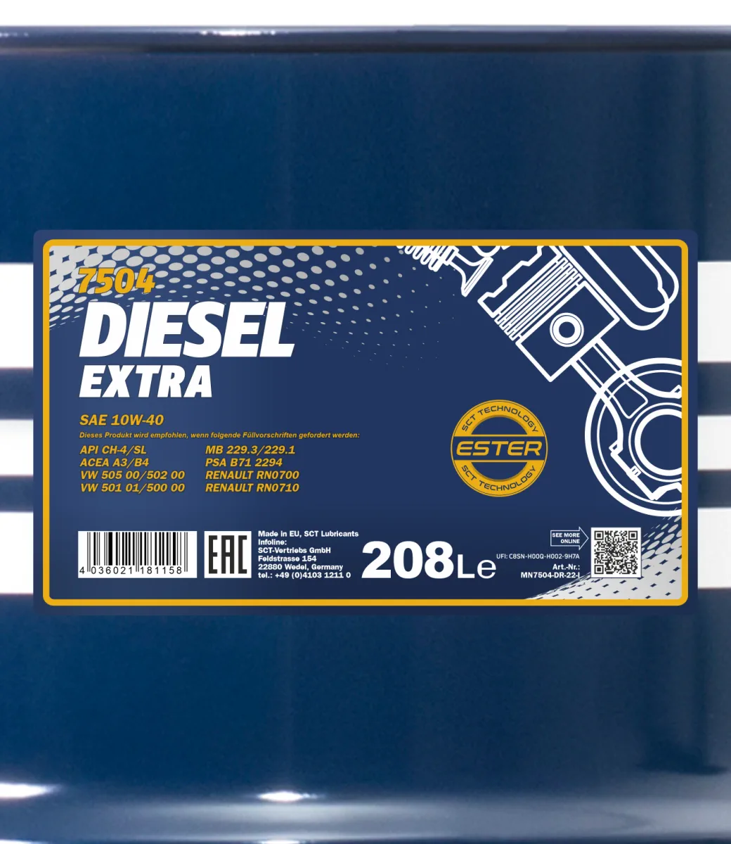 MANNOL Diesel Extra 10W-40 7504 208L product image 2
