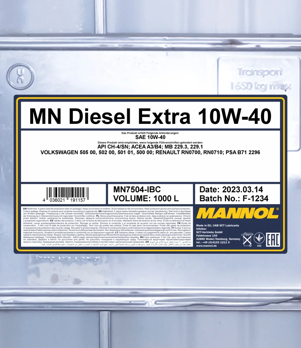 MANNOL Diesel Extra 10W-40 7504 1000L product image 2