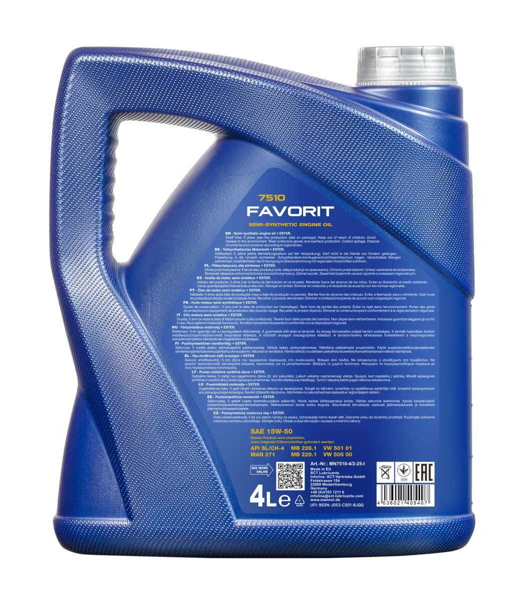 MANNOL Favorit 15W-50 7510 4L product image 2