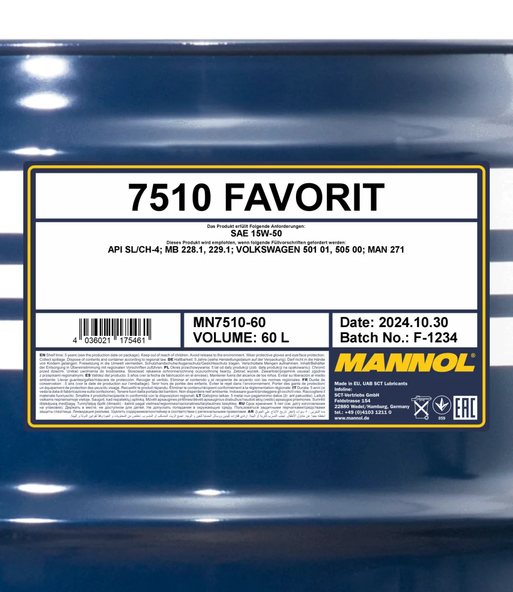 MANNOL Favorit 15W-50 7510 صورة المنتج 2