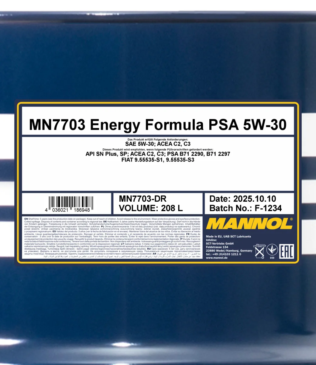 MANNOL Energy Formula PSA 5W-30 7703 208L product image 2