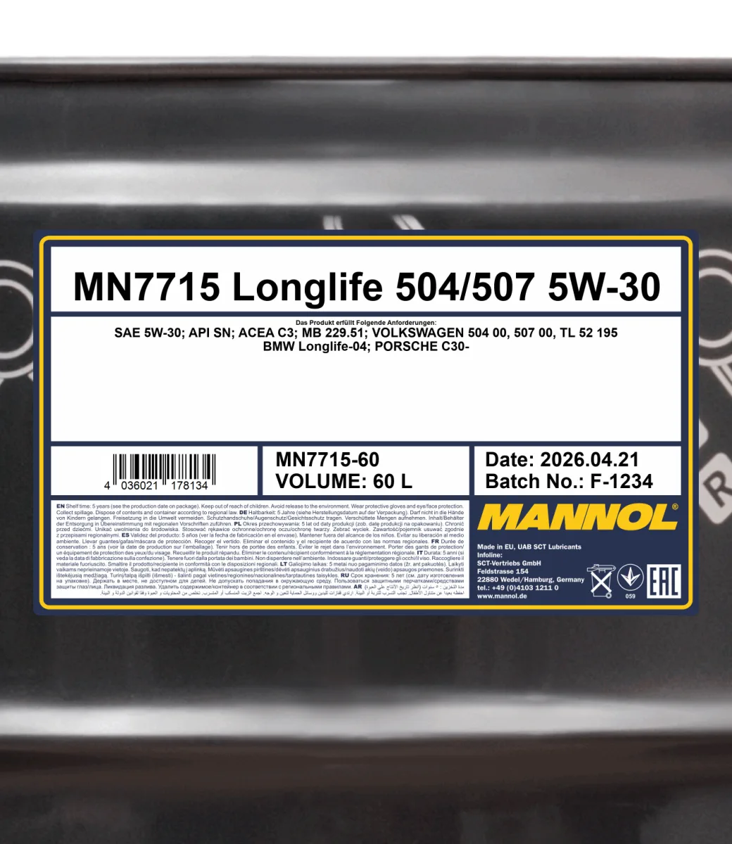 MANNOL Longlife 504/507 5W-30 7715 مصنوعات تصویر 2
