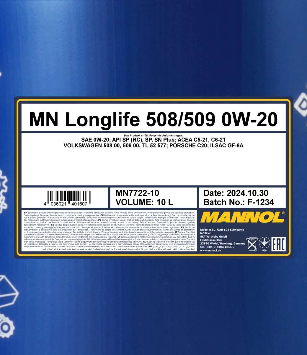 MANNOL Longlife 508/509 0W-20 7722 مصنوعات تصویر 2