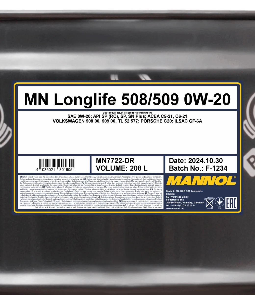 MANNOL Longlife 508/509 0W-20 7722 صورة المنتج 2