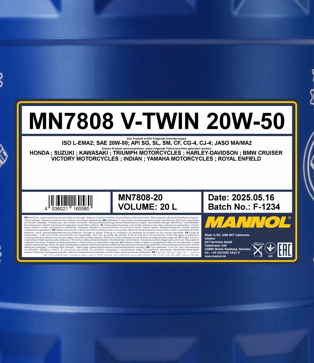 MANNOL V-Twin 4-Takt 20W-50 7808 مصنوعات تصویر 2