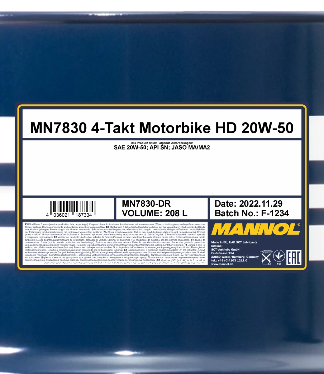MANNOL 4-Takt Motorbike HD 20W-50 7830 208L product image 2