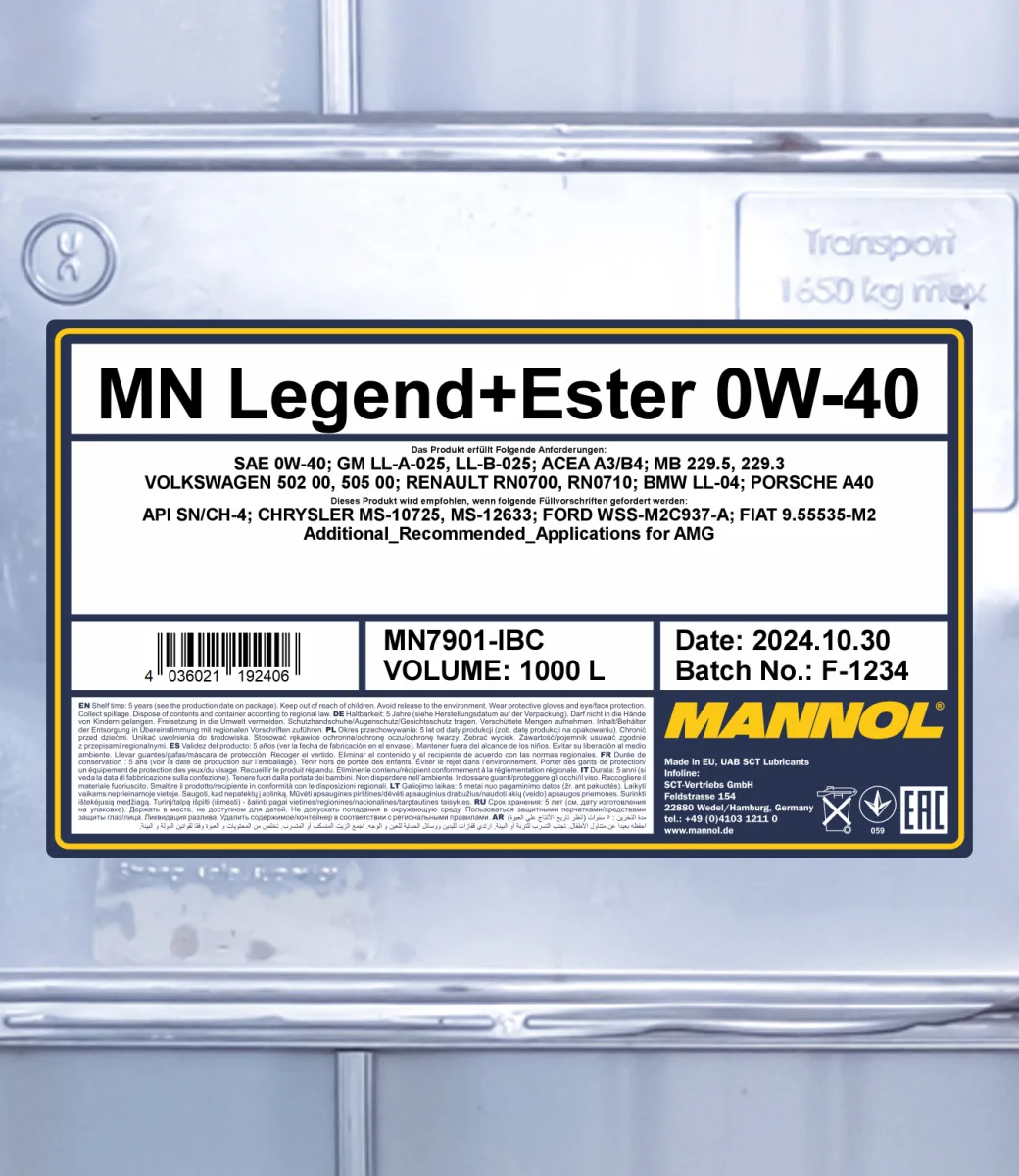 MANNOL Legend + Ester 0W-40 7901 1000L product image 2
