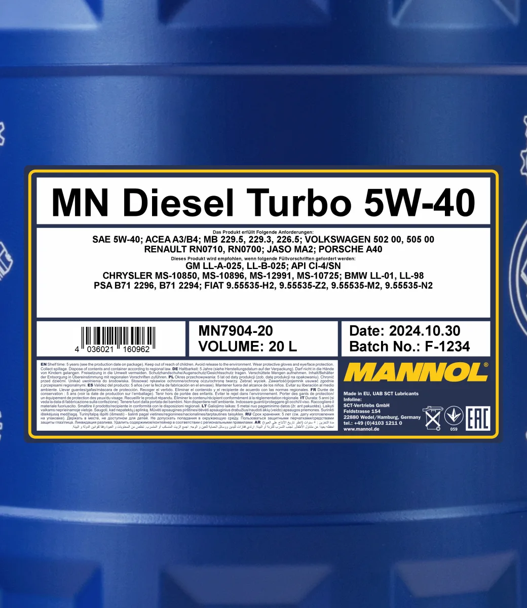 MANNOL Diesel Turbo 5W-40 7904 مصنوعات تصویر 2
