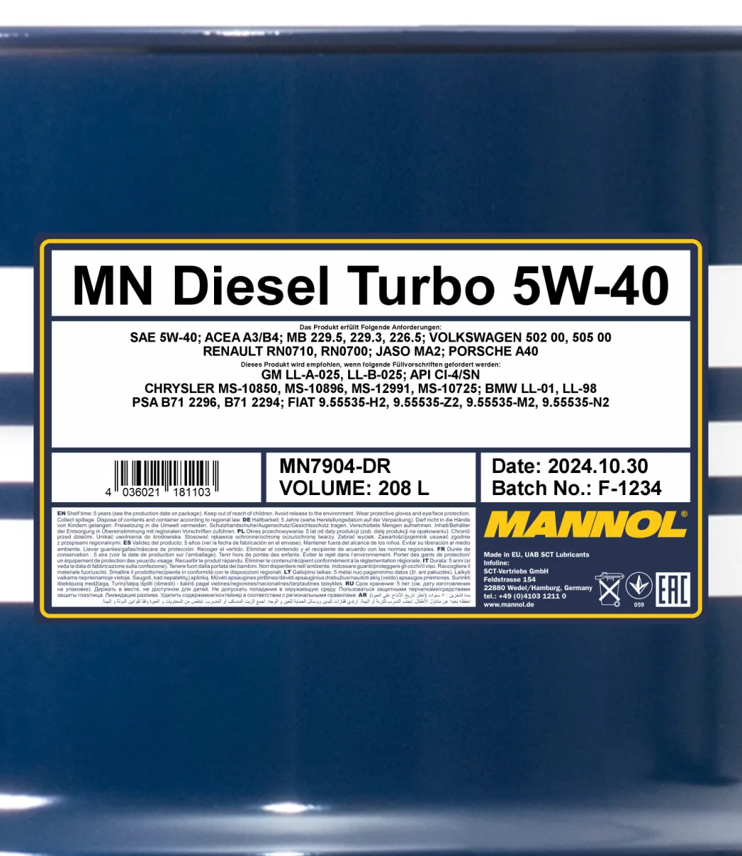 MANNOL Diesel Turbo 5W-40 7904 مصنوعات تصویر 2