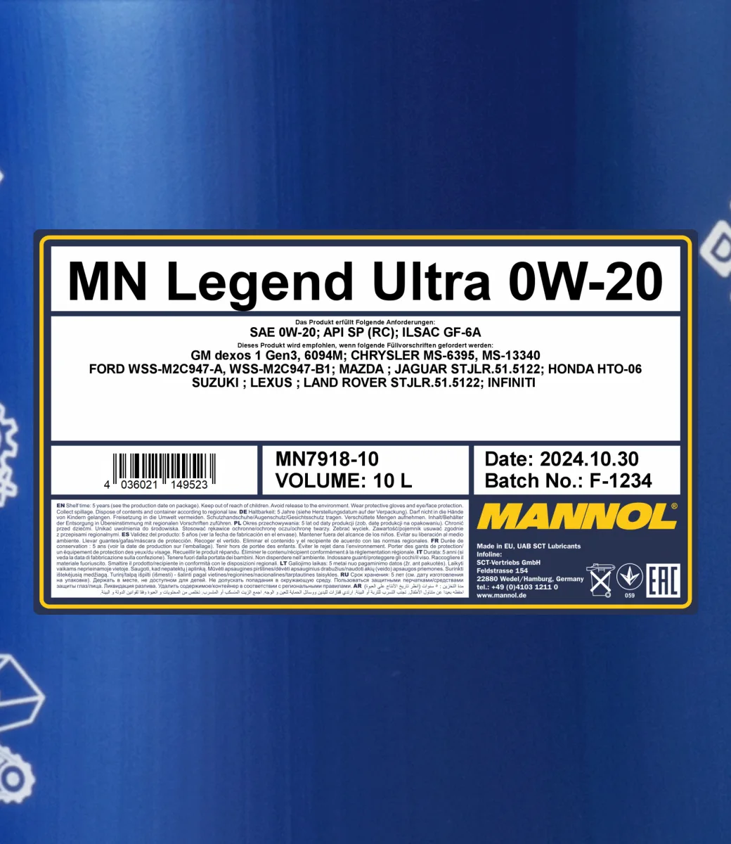 MANNOL Legend Ultra 0W-20 7918 مصنوعات تصویر 2