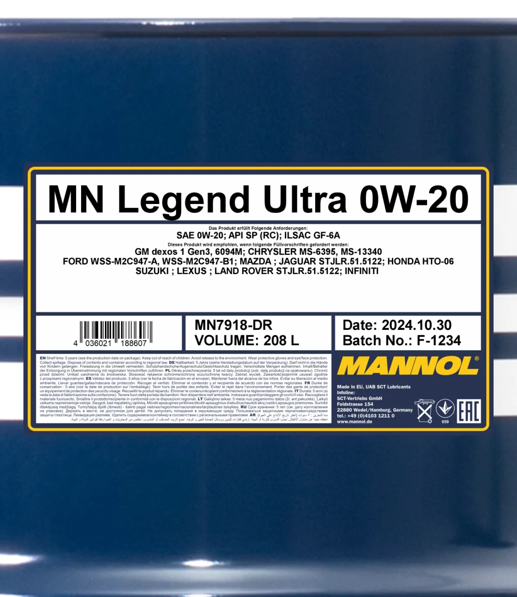 MANNOL Legend Ultra 0W-20 7918 208L product image 2